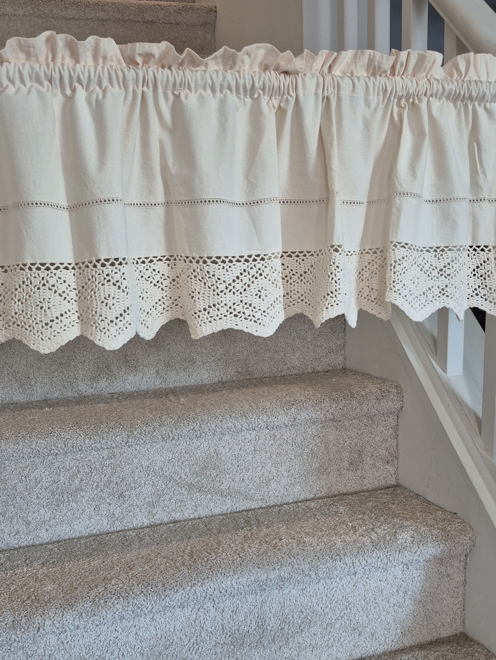 Cream Crochet Trim Ruffled Valance 58x14